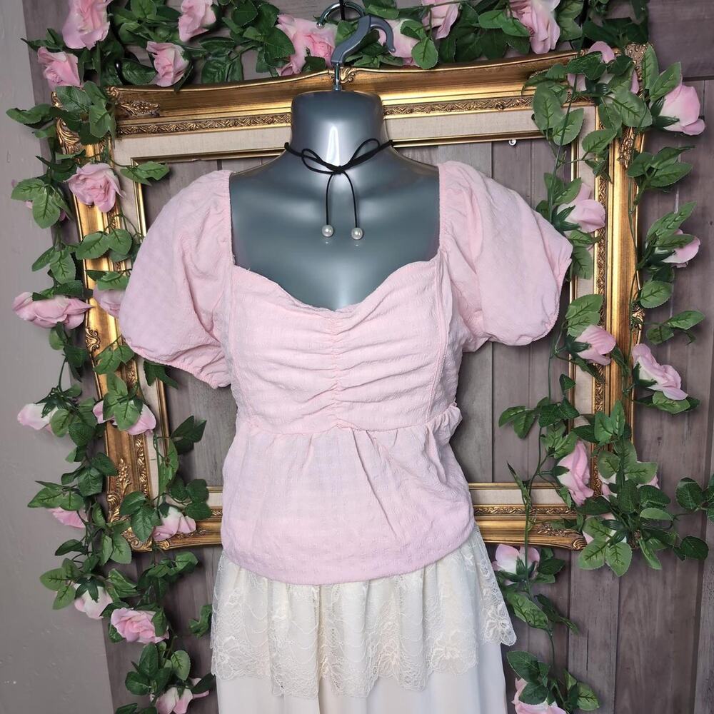 Pink lace babydoll top with corset back